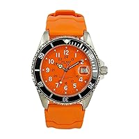 Del Mar 50270 43mm Stainless Steel Quartz Watch w/Silicone Band in Orange with a Orange dial