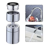 Brass Swivel Faucet Aerator, Dual-function Sink Aerator ，Extra Big large Angle Rotary Faucet Aerator, 360 Degree Swivel Faucet Extender for Kitchen 55/64 inch Female Thread,Splash-Proof