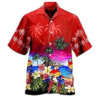 Mens Hawaiin Shirt Goth Button up Shirt Big Tall Short Sleeve Shirt Mens t Shirts Casual 2X Lightweight Summer top