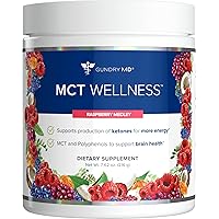 Gundry MD MCT Wellness Powder to Support Energy, Ketone Production and Brain Health, Keto Friendly, Sugar Free (30 Servings) (Raspberry Medley)