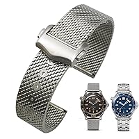 20mm 316L Stainless Steel Braided Watchband Mesh Band Folding Buckle Strap for Omega Seamaster 007 003