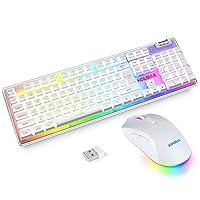 KOLMAX K10 Wireless Gaming Keyboard and Mouse Combo,Rechargeable 2.4G Transparent RGB Backlit Mechanical Feel Keyboard with PBT Keycap,Ergonomic Wireless Office Keyboard Mouse Set for PC Mac Win