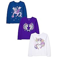 Girls' Unicorn Long Sleeve Graphic T-Shirts, Multipacks