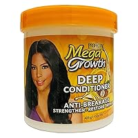 Mega Growth Anti-Breakage Strengthening Deep Conditioner - Hydrating Hair Mask, Restores & Repairs Damaged Fragile Hair, Revitalizes, Renews, Protects From Damage, Restores Softness & Shine, 15 oz.