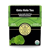 Buddha Teas - Organic Gotu Kola Tea - Herbal Tea - For Health & Wellbeing - With Antioxidants & Minerals - Clean Ingredients - Caffeine Free - OU Kosher & Non-GMO - 18 Tea Bags (Pack of 1)