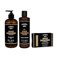 Barrel and Oak - Spiced Sandalwood Body Care Set, Fragrant Sea Salt & Amber Scent, Rich in Essential Oils, Hydrating Formulas, Rich Texture, No Parabens or Phthalates, Certified Organic (3-Pack Set)