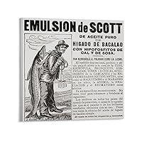 19th Century Spanish Advertising Poster Scott's Pure Cod Liver Oil Lotion Vintage Advertising Poster (4) Canvas Poster Wall Art Decor Print Picture Paintings for Living Room Bedroom Decoration Unframe