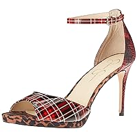 Jessica Simpson Women's Daisile Faux Leather Ankle Strap Stiletto Heeled Sandal