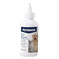 Ear Rinse for Dogs & Cats, 4 oz, Cleans Dirt, Yeast, Wax, and Bacteria from Pet's Ears, Easy to Squeeze Bottle