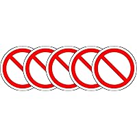 ISO Safety Label Sign - International General Prohibition Symbol - Self Adhesive Sticker 100mm Diameter (Pack of 5 Stickers)