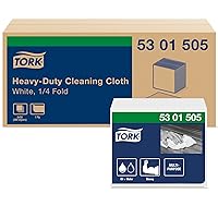 Tork Heavy Duty Cleaning Cloth White , 1/4 Folded, 6 x 50 Cloths, 5301505