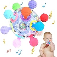 Baby Sensory Teething Toys - Updated Infant Teethers Montessori Toys, Infant Sensory chew rattles Toy Gift for Infant Newborn Boys Girls 0 3 6 9 12 18 Months Shower Gifts Toddler Learning Toys (Blue)