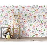 Myphotostation Princess, Unicor Dragon Removable Peel and Stick Wallpaper Kids Room Wallpaper Nursery Wallpaper W 20