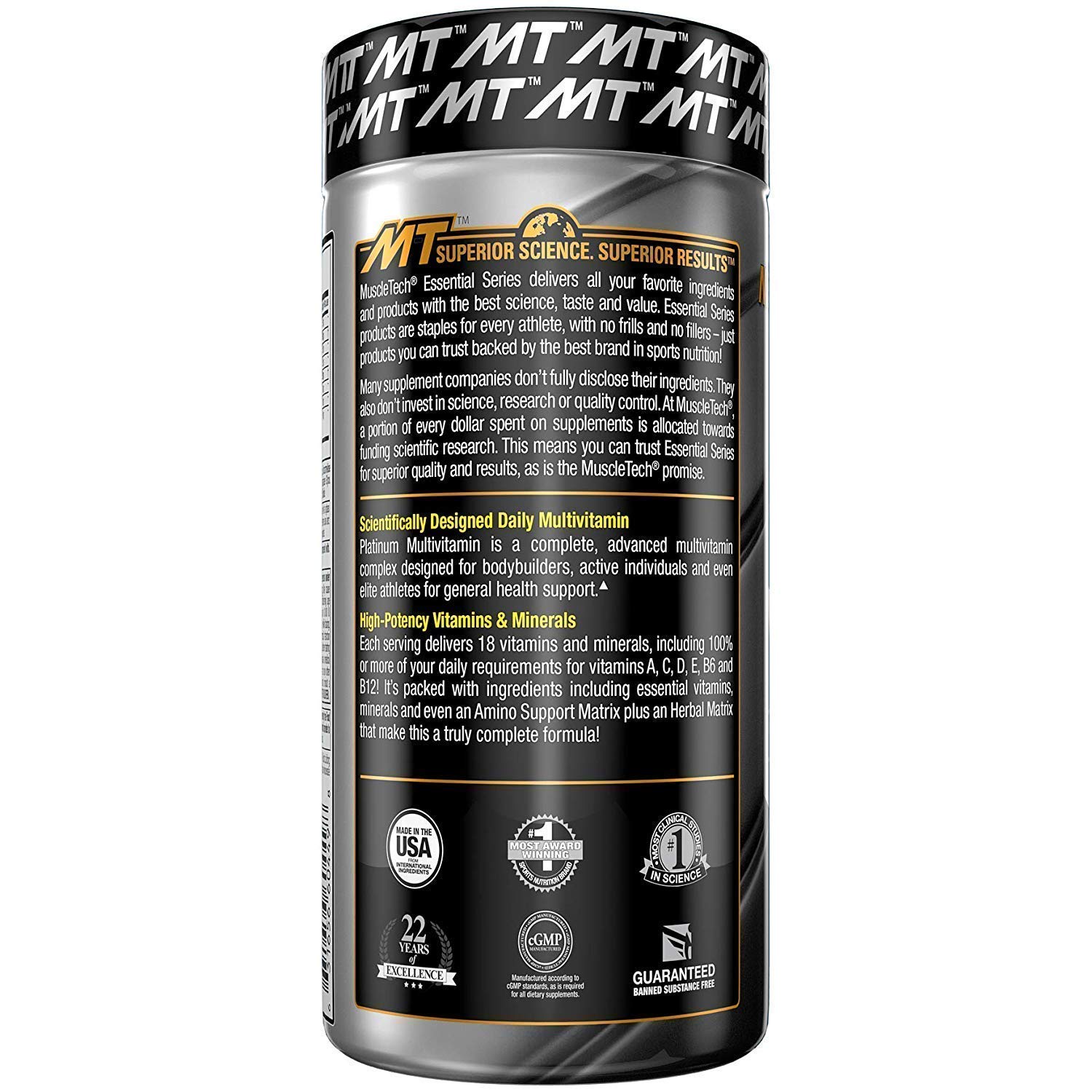 MuscleTech Creatine Monohydrate Powder Platinum Pure Micronized Muscle Recovery + Builder & Platinum Multivitamin for Immune Support 18 Vitamins & Minerals