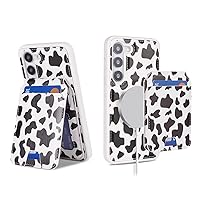 Ｈａｖａｙａ for Samsung Galaxy S23 Plus case Wallet magsafe Compatible s23 Plus case Magnetic with Card Holder Galaxy s23+Plus case Detachable Magnetic Wallet Phone case for Women-Cow Print Black
