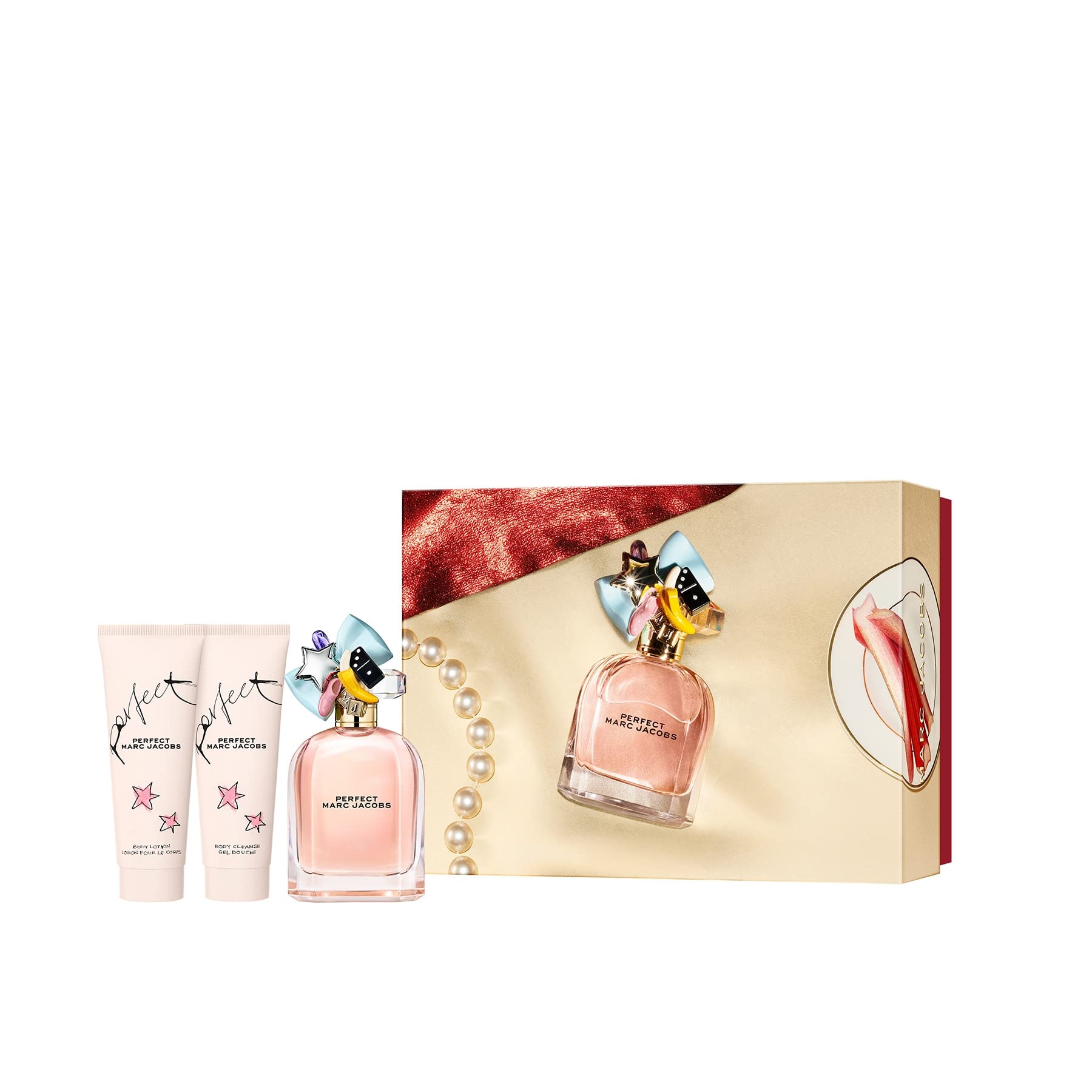 Marc Jacobs Perfect for Women 3-Piece Set 3.3 Oz Eau De Parfum Spray + 2.5 Body Lotion + 2.5 Oz Shower Gel