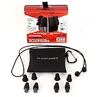 Plugfones Dynamics High Fidelity Earplugs and Full 29 NRR Earplugs 2 Pair Set for Concerts Musicians Shooting and More with Carabiner Pinch case and Removable Comfort Connector Cable