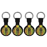Rasta Lion Soft Silicone Case for AirTag Holder Protective Cover with Keychain Key Ring Accessories