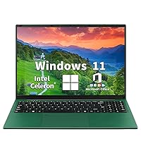 16 inch Laptops Computer Intel Celeron N5105 CPU (up to 2.9 GHz), 1920 * 1200 IPS FHD, 16GB DDR4, Windows 11 Laptop with Quad-Core，Backlit Keyboard/Fingerprint Unlock (Green, 16G+256GB SSD)