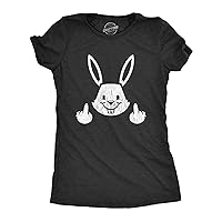 Womens Bunny Giving The Finger T Shirt Funny Easter Graphic Cool Novelty Tee Funny Womens T Shirts Easter T Shirt for Women Funny Sarcastic T Shirt Women's Black XXL