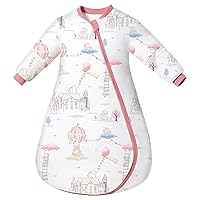 Baby Wearable Blanket 100% Cotton, Soft Baby Sleep Sack Unisex Smart Thermostatic Baby Sleeping Bag with Removable Long Sleeves 2.5TOG Moe Rabbit