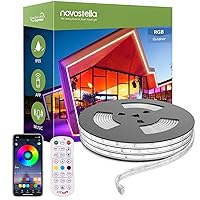 NOVOSTELLA Smart Outdoor Rope Light, 52.5ft Music Sync RGB LED Strip Lights, App Control and RF Remote Color Changing Dimmable Tape Exterior Lighting Kit, for Garden Decorative Stairs Party, 24V IP65