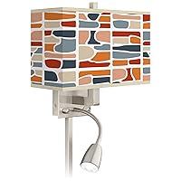 Retro Cobblestones LED Reading Light Plug-in Sconce with Print Shade
