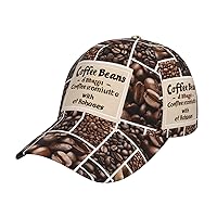 (Coffee Cup and Coffee Beans) Watercolor Floral Print Baseball Cap, Fashion Accessory