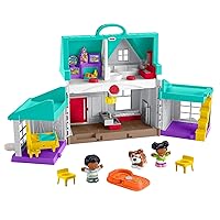 Fisher-Price Little People Toddler Playhouse Big Helpers Home Playset with Songs Phrases Figures & Accessories for Ages 1+ Years, Blue