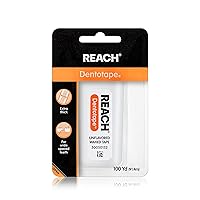 Reach Dentotape Waxed Dental Floss | Effective Plaque Removal, Extra Wide Cleaning Surface | Shred Resistance & Tension, Slides Smoothly & Easily, PFAS Free | Unflavored, 100 Yards, 1 Pack