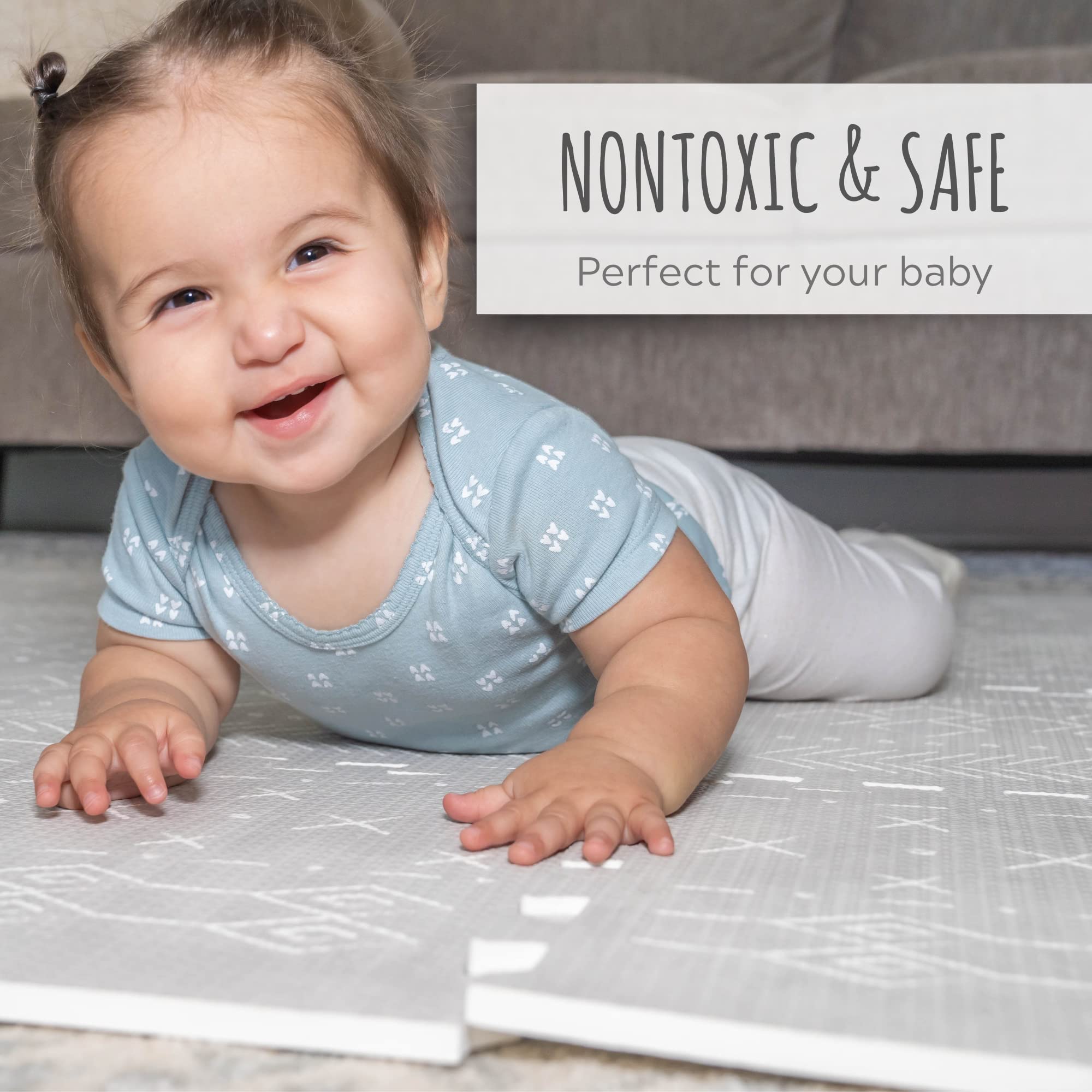 Stylish Baby Play Mat - Soft, Easy to Clean 5.6 x 4 ft. Floor Mat Creates A Safe Play Area for Your Baby Boy or Girl - The Perfect Modern Foam Playmat Fits Nicely with Your Kids Playroom Or Home Decor