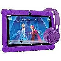 Contixo Kids Tablet, V8 Tablet for Kids and KB-2600 Kids Foldable Wireless Bluetooth Headphone Bundle, Learning Tablet, Parental Control Family Link - Purple