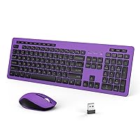 seenda Wireless Keyboard and Mouse Combo, 2.4GHz Wireless Quiet Keyboard Mouse with USB Receiver, Full Size Cute Keyboard Mouse Set for Windows Laptop Computer Desktop, Black and Purple