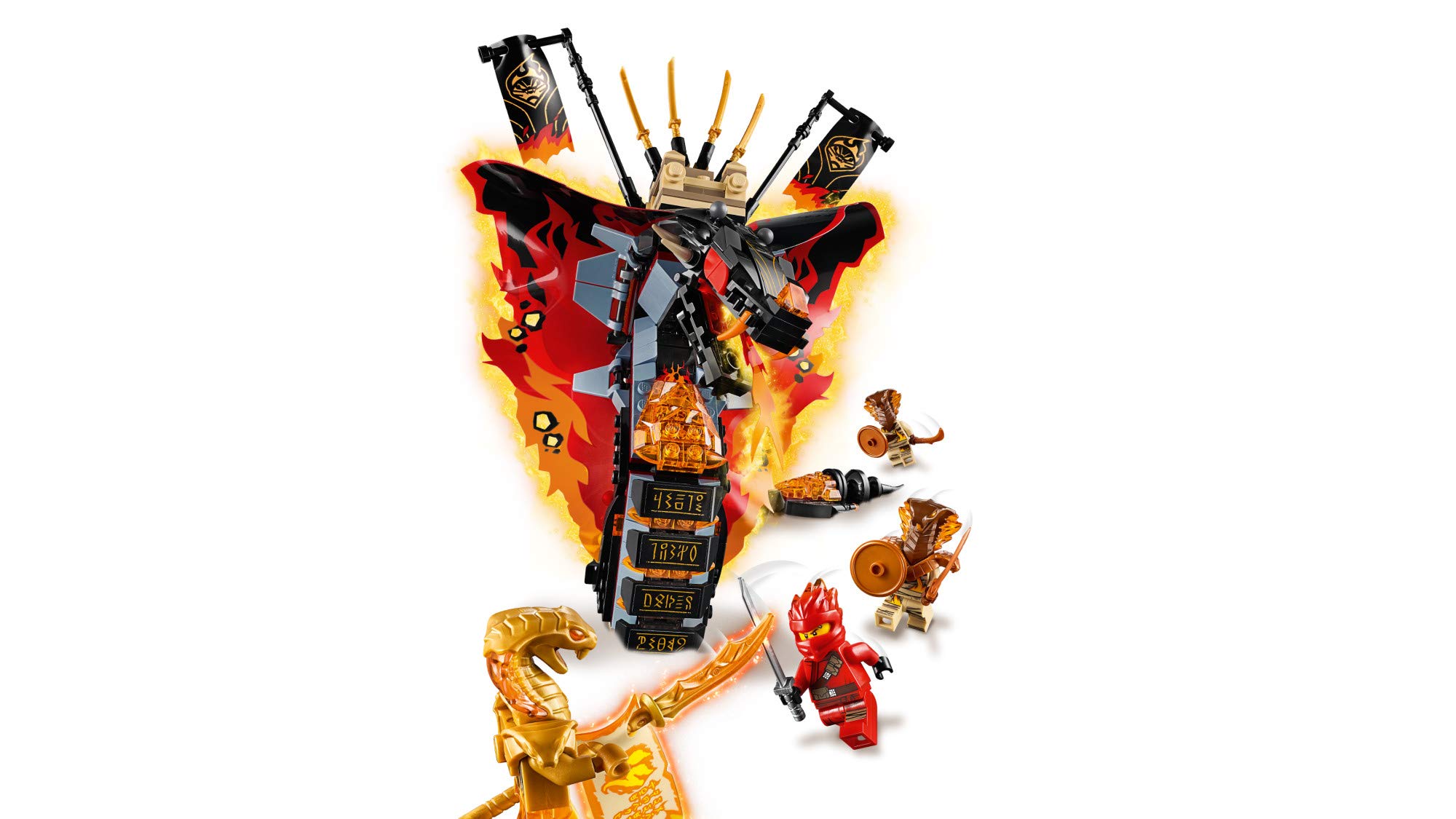 LEGO NINJAGO Fire Fang 70674 Snake Action Toy Building Set with Stud Shooters and Ninja Minifigures Characters, Perfect for Group Play (463 Pieces)