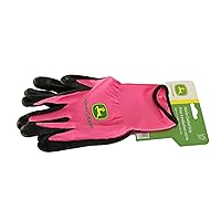 John Deere JD00021 Nitrile Foam Palm Dipped Gloves - Work Gloves for Women, Light-Duty Gloves with Elastic Wrist, Band Top Cuff, Black/Pink