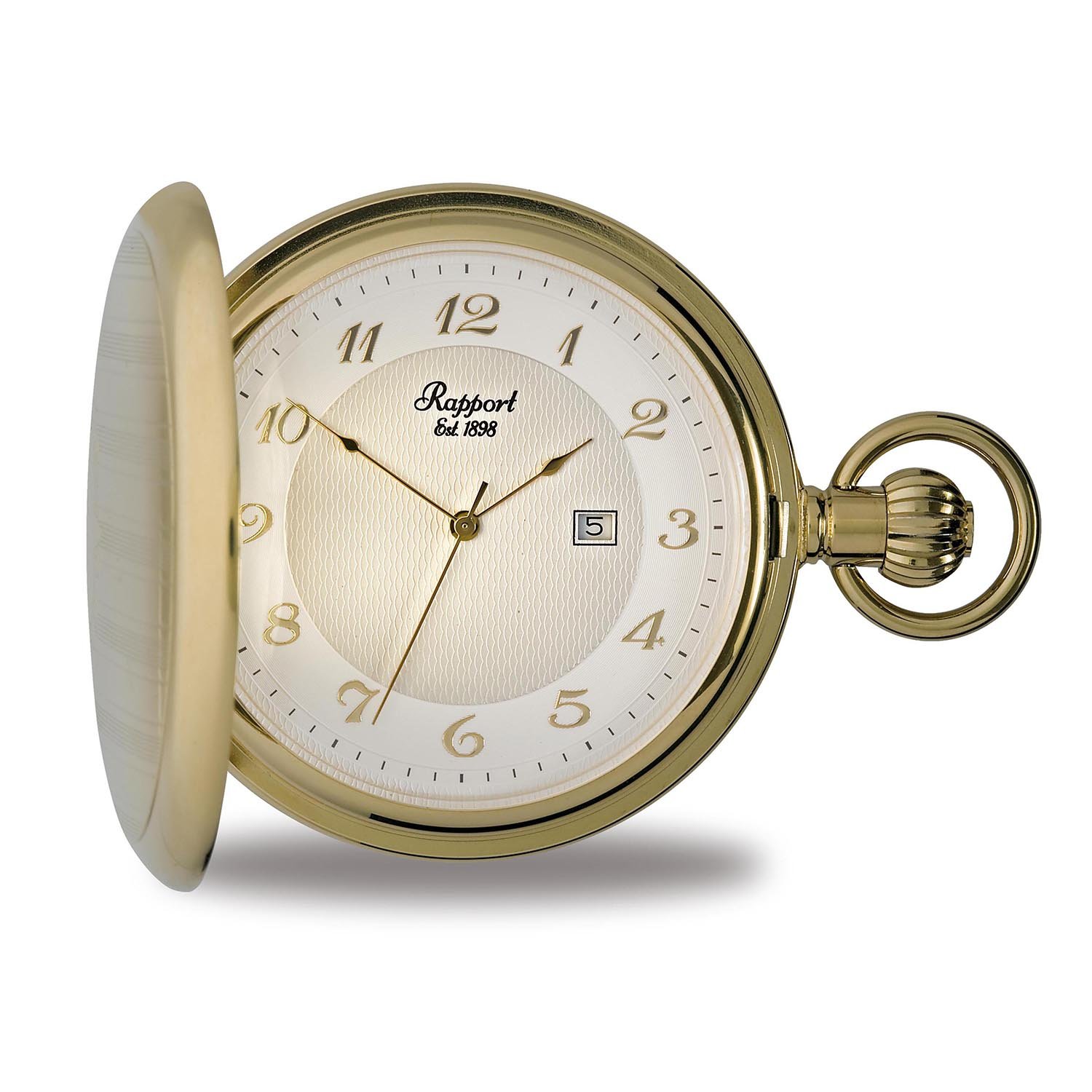 Rapport Vintage Pocket Watch with Chain Classic Oxford Hunter Case Pocket Watch with Date - Gold