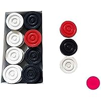 Wooden Carrom Board Coins (Goti) and One Striker (Wooden Coins with Tournament Sticker) Board Game by SPORTDAY (Plastic Coins with Acrylic Sticker)
