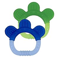 green sprouts Silicone Teethers (2 Pack) | Soothes Gums & Promotes Healthy Oral Development | Multiple Textures Massage Gums, Easy to Hold, Gum, & chew, Dishwasher Safe, Blue