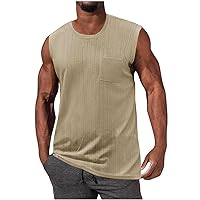 Men's Knitted Loose Tank Tops Plus Size Sleeveless Stripe Casual Summer Tops Muscle Fit Basic T Shirts for Athletic Going Out