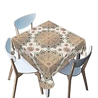 Morocco Pattern Square Tablecloth,Retro Theme,Breathable Tabletop Cover Waterproof Square Table Cloth,for Banquet, Parties,Dinner,Kitchen,Wedding,Holiday（Multicolor，52 x 52 Inch）