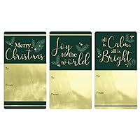 Green and Gold Foil Christmas Gift Tag Stickers – 75 Labels - Green and Gold Peel and Stick Holiday Gift Wrap Tags – Joy to The World Christmas Carol Themed Self Adhesive Gold Foil Stickers