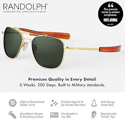 Mua Randolph USA, Navigator Aviator II Authentic Sunglasses for Men  Polarized 100% UV trên  Mỹ chính hãng 2024