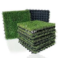 Delux Artificial Grass Turf Interlocking Deck Tiles Set 9 Piece, 12