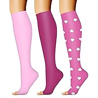 CHARMKING 3 Pairs Open Toe Compression Socks for Women & Men Circulation 15-20 mmHg is Best Support for All Day Wear