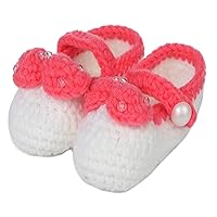 Baby Newborn Toddler Infant Prewalker Bow Hand-Knitted Wool Crochet Crib Shoes