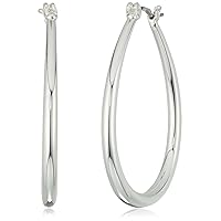 Chaps Women's Oval Tubular Clickit Hoop Earrings, Silver