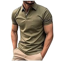 Mens Golf Shirt 2024 Autumn Collared Short Sleeve 3 Button Polos Moisture Wicking Basic Plain Comfort Top