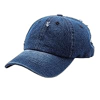 Distressed Washed Baseball Cap Vintage Denim Cotton Dad Hat Unisex Adjustable Polo Trucker Low Profile Dad Hat