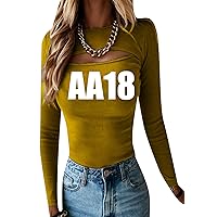 EFOFEI Women's Fitting Hollow T-Shirt Solid Color Sexy Long Sleeve Top