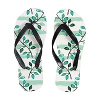 Vantaso Slim Flip Flops for Women Decorative Green Leaves Yoga Mat Thong Sandals Casual Slippers